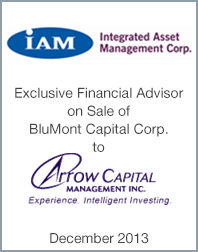 December 31, 2013: Origin Merchant Partners Advises Integrated Asset Management on its Sale of BluMont Capital