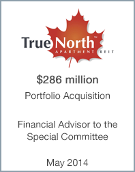 May 2014: Origin Merchant Partners Provides Fairness Opinion on True North Apartment REIT Transformative Acquisition