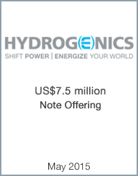 May 2015: Origin Merchant Securities Inc. Acts as Financial Advisor to Hydrogenics Corp. on its Note Offering