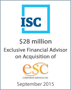 September 2015: Origin Merchant Partners Advises Information Services Corp. on the Acquisition of ESC Corporate Services