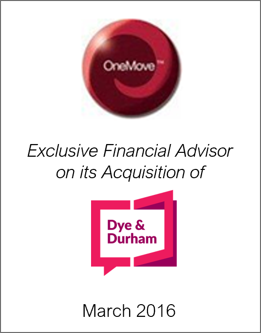 March 2016: Origin Merchant Partners Advises OneMove Technologies Inc. on its Acquisition of Dye & Durham