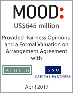 April 2017: Origin Merchant Partners Advises the Special Committee and Board of Mood Media Corporation on its Arrangement Agreement with Apollo Global Management, LLC and GSO Capital Partners LP.