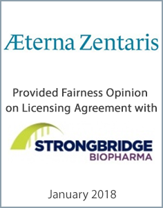 Jan 2018: Origin Merchant Partners Provides Fairness Opinion for the Executive Committee and Board of Aeterna Zentaris Inc. on its License and Assignment Agreement with Strongbridge Biopharma LLC