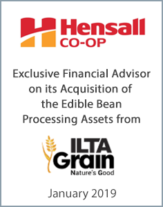 January 2019: Origin Merchant Partners Advises Hensall District  Co-operative, Inc. on its Acquisition of Processing Assets from ILTA Grain Inc.