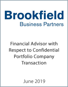 June 2019: Origin Merchant Partners Acts as Financial Advisor to Brookfield Business Partners LP