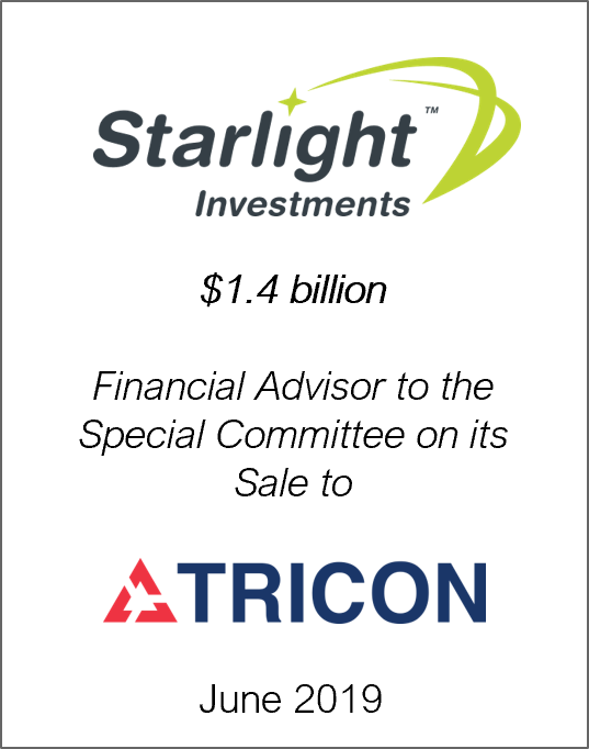 June 2019: Origin Merchant Acts for Starlight U.S. Multi-Family Core Fund on $1.4 billion Sale to Tricon Capital Group