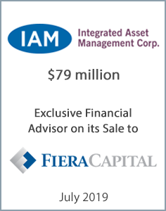 July 2019: Origin Merchant Partners Advises Integrated Asset Management on its Sale to Fiera Capital