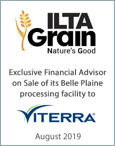 August 2019: Origin Merchant Partners Advises ILTA Grain Inc. on the sale of its Belle Plaine, SK processing facility to Viterra Inc.
