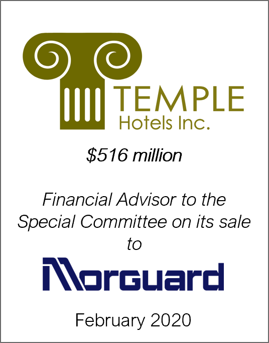 February 2020: Origin Merchant Partners Provides Fairness Opinion on the Proposed Acquisition of Temple Hotels by Morguard Corp.