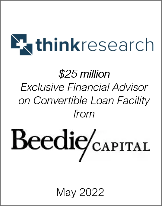 May 2022: Origin Merchant Partners Advises Think Research on its $25 million convertible loan facility