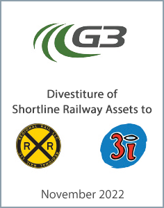 November 2022: Origin Merchant Partners Advises G3 Canada Limited on the divestiture of its Shortline Railway Assets to Regional Rail