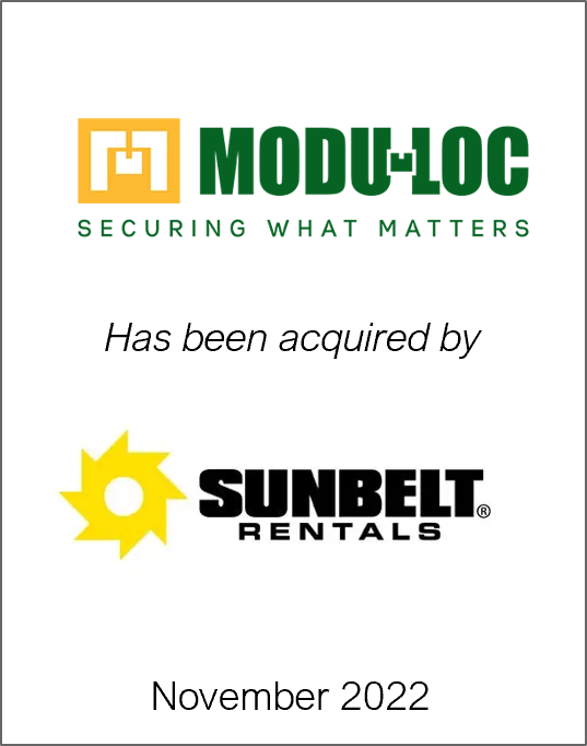 November 2022: Origin Merchant Partners Advises Modu-Loc on its sale to Sunbelt Rentals