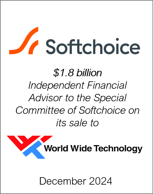 December 2024: Origin Merchant Partners acted as Financial Advisor to Softchoice Corporation on its sale to Worldwide Technologies Holding Co.